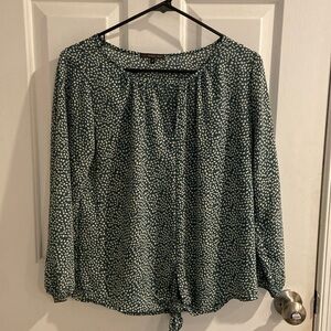 West Kei Women’s 3/4 Length Tie Front Green Blouse, Small